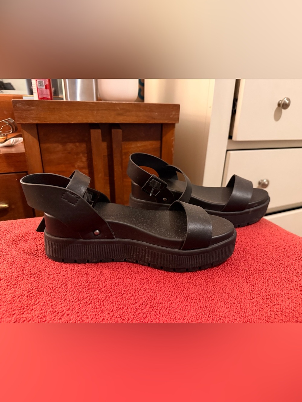 MIA Black Platform Sandal with Ankle Buckle